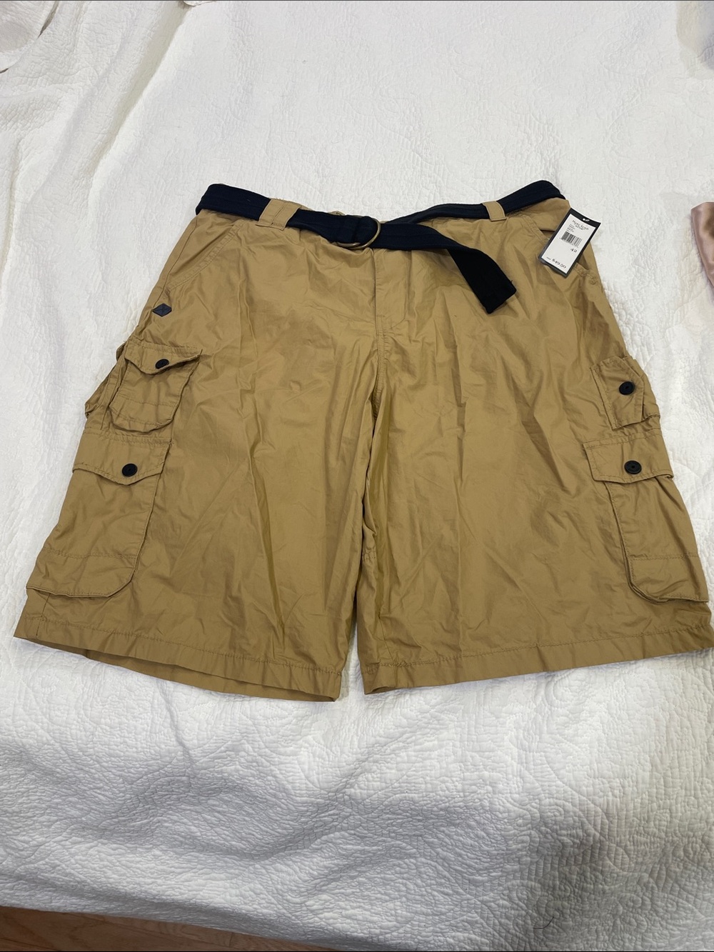 Marc Ecko Tan Cargo Shorts with Black Belt